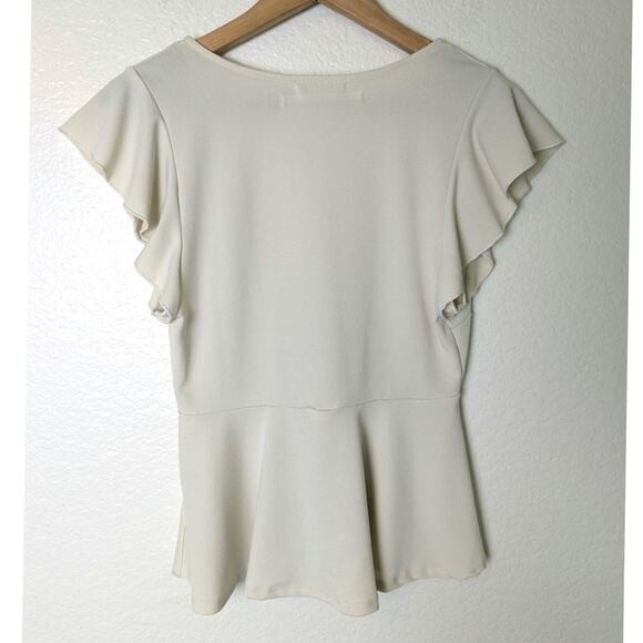 Urban Outfitters Cream Flutter Sleeve Babydoll V Neck Top Women Size S Fairy Y2K - Picture 2 of 10